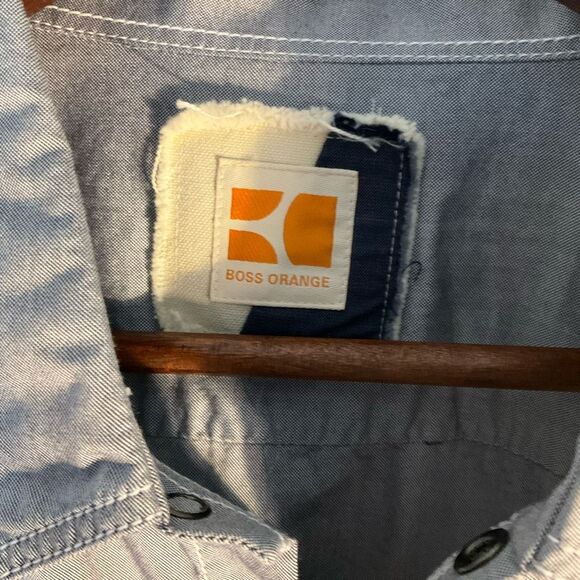 Men’s Hugo Orange Hugo Boss Snap Up Shirt, XL. Grey - Picture 8 of 16